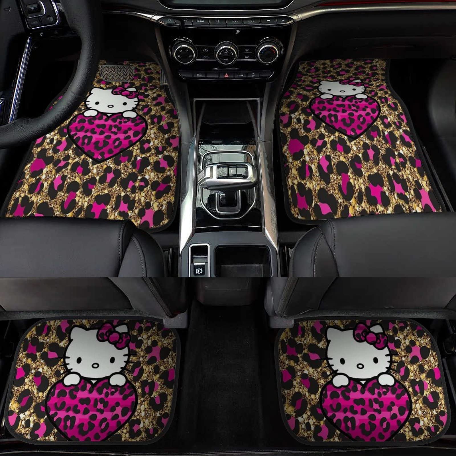 キティ 豹柄カーマット4枚セット Amazon | 車用フロアマット ハローキティ ヒョウ柄 カーマット 4枚